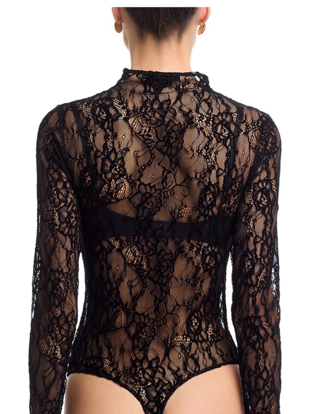 Good American Black Lace Sheer Long-Sleeve Top - Picture 5 of 6